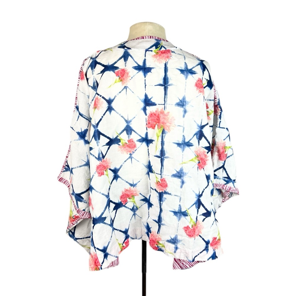 Benares Poncho top size Large coverup Cotton colorful beachy Summer - Picture 2 of 9